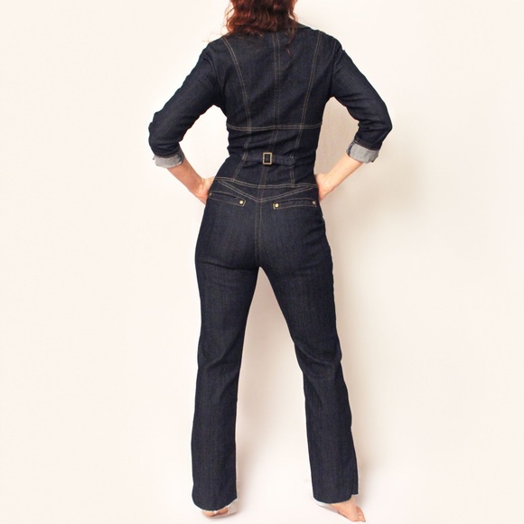 *Sold* SEDUCTION | Dark Blue Denim Jumpsuit - Picture 3 of 4